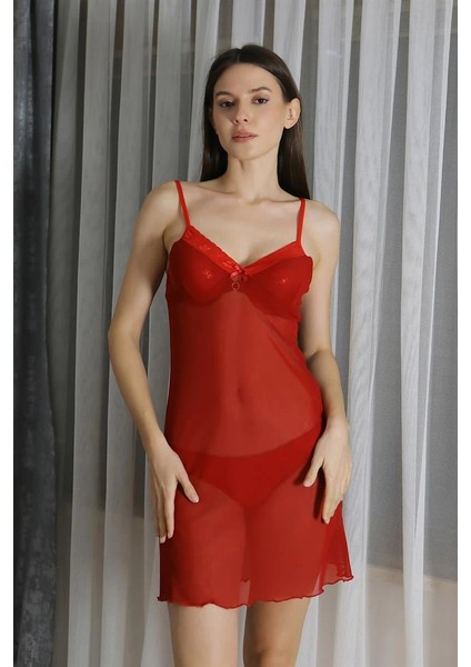 Kadın Fantezi Tül Gecelik Kırmızı indirimleri