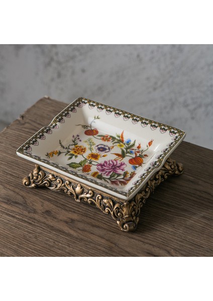 Ev Için Oturma Odası Sehpa, Kreatif Küllük, Amerikan Tarzı Kırsal El Işi Çiçek ve Kuşlu Seramik Puro Küllüğü, Kreatif El Boyaması (Yurt Dışından)