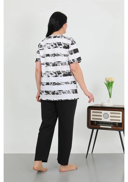 Kadın Büyük Beden Kısa Kol Penye Pijama Takımı Beyaz fırsatları