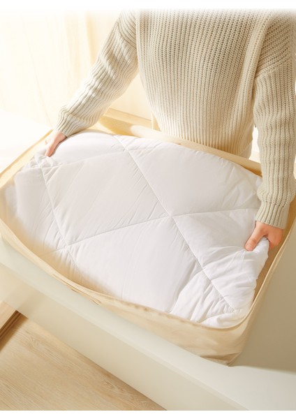 Mega Boy Bej Balıksırtı Baza Altı Yastık Yorgan Kazak Hurcu, Hurç 74x46x22 cm modelleri