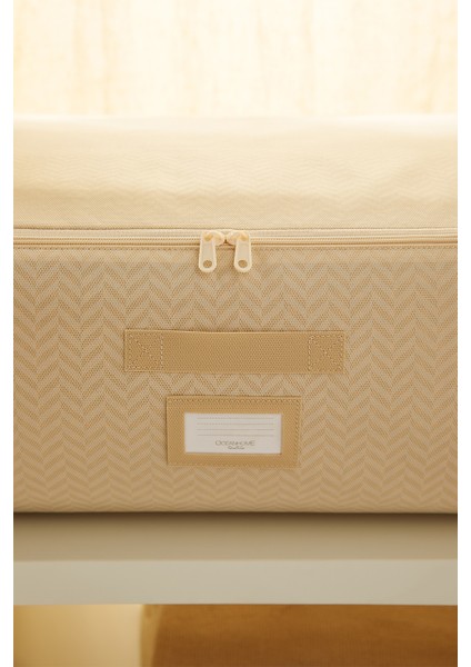 Mega Boy Bej Balıksırtı Baza Altı Yastık Yorgan Kazak Hurcu, Hurç 74x46x22 cm fırsatları