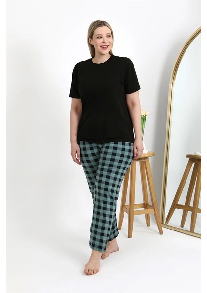 Kadın Pamuklu Büyük Beden Alt Pijama Turkuaz modelleri