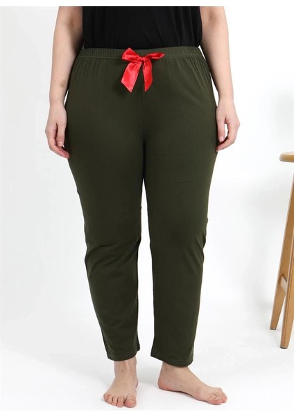 Kadın Pamuklu Büyük Beden Alt Pijama Haki fırsatları