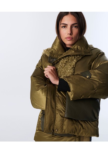 SUNİ DERİ VE SHEARLING MIX PUFFER MONT TW6250012062022 modelleri