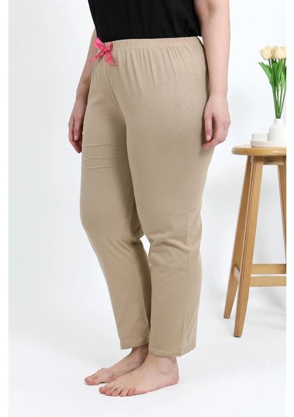 Kadın Pamuklu Büyük Beden Alt Pijama Bej modelleri
