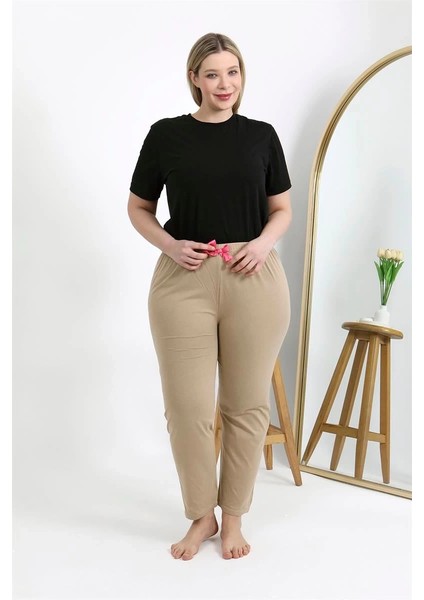Kadın Pamuklu Büyük Beden Alt Pijama Bej indirimleri