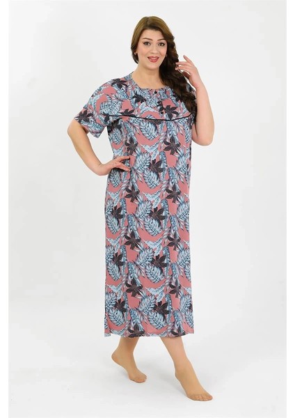 Kadın Büyük Beden Kısa Kol Somon Anne Gecelik fiyatları