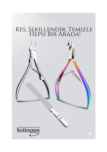 3’lü Paslanmaz Manikür Seti – Tırnak Makası, Et Pens, Kavisli Makas | Evde Profesyonel Bakım