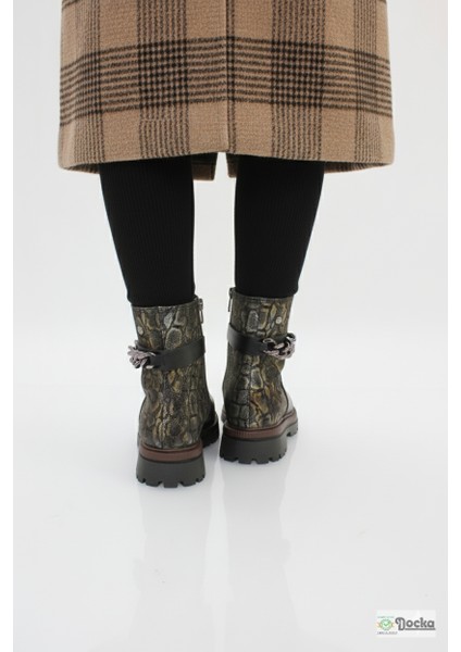 Mammimia Kadın Leopar Desenli Hakiki Deri Ortopedik Fermuarlı Düz Kalın Taban Günlük Bot M26/KB4240 fırsatları