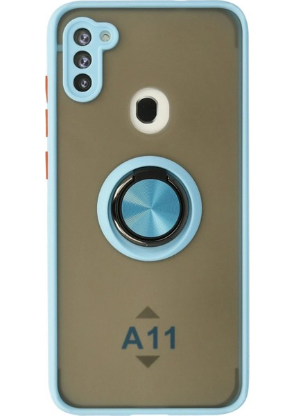 Ieg Samsung Galaxy A11 Kılıf Montreal Yüzüklü Silikon Kapak - Buz Mavi