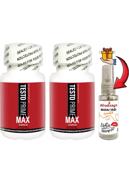 Testoprime2 Kutu Erkeklere Özel 30 Lu Destek + Afrodizayn Masaj Yağı 30 ml