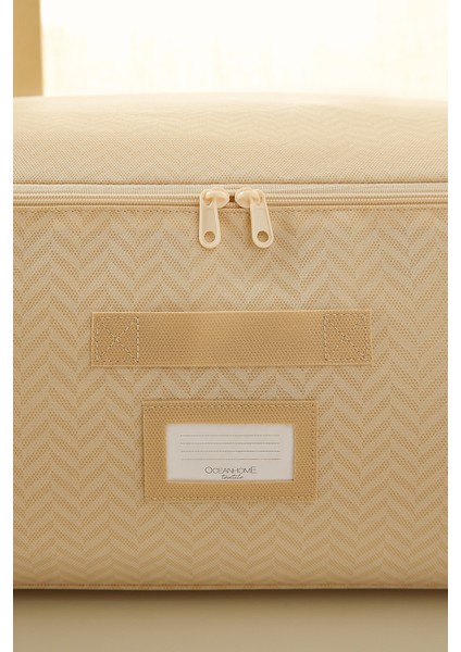 3 Adet Büyük Boy Bej Balıksırtı Baza Altı Yastık Yorgan Kazak Hurcu, Hurç 62x46x22 cm