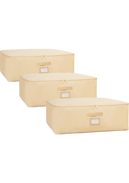 3 Adet Büyük Boy Bej Balıksırtı Baza Altı Yastık Yorgan Kazak Hurcu, Hurç 62x46x22 cm