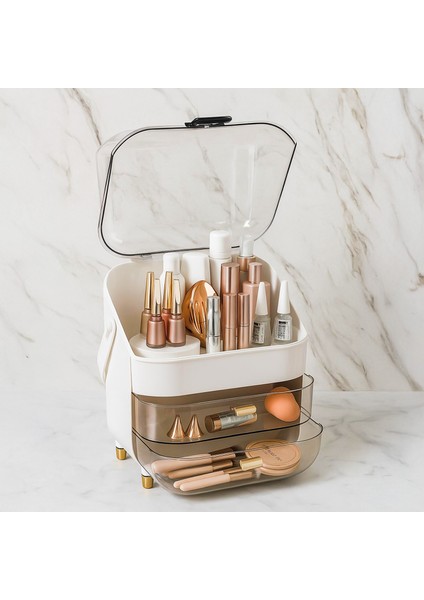 AK-865 Çok Amaçlı Organizer 3 Katlı 2 Çekmeceli Kozmetik Ürün Parfüm Krem Takı Makyaj Düzenleyici