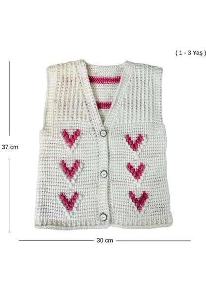 7471 El Örgüsü Kalp Desenli Örgü Yelek - 1 - 3 Yaş fiyatları