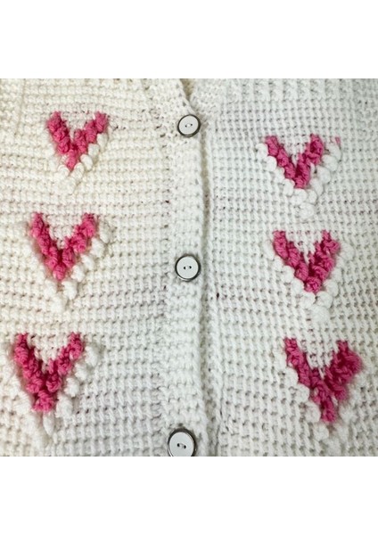 7471 El Örgüsü Kalp Desenli Örgü Yelek - 1 - 3 Yaş modelleri