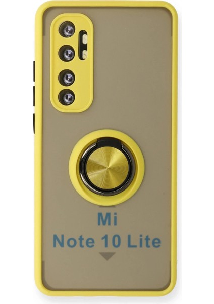 Xiaomi Mi Note 10 Lite Kılıf Montreal Yüzüklü Silikon Kapak - Sarı