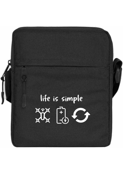 Life Is Simple Omuz Çantası Fermuarlı Siyah Renk