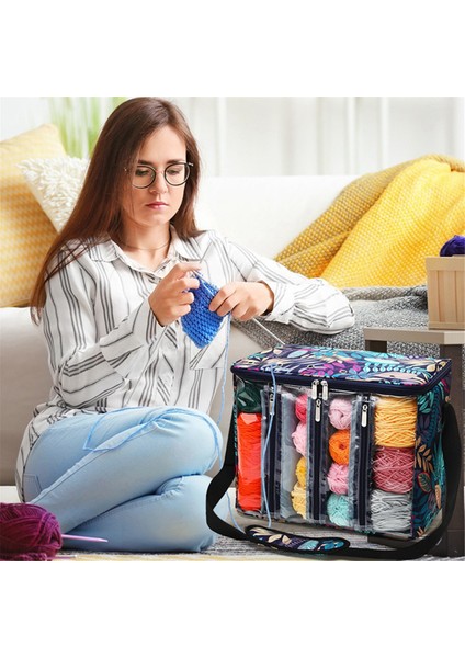 Örme Aracı Depolama Çantası Kapasitesi Taşınabilir Depolama Çantası Örgü Iğneler Iplik Torbası Taşınabilir Açık Görünür Oxford S (Yurt Dışından) indirimleri