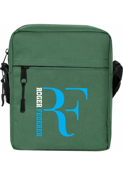 Roger F. Blue Logo Omuz Çantası Fermuarlı Yeşil Renk