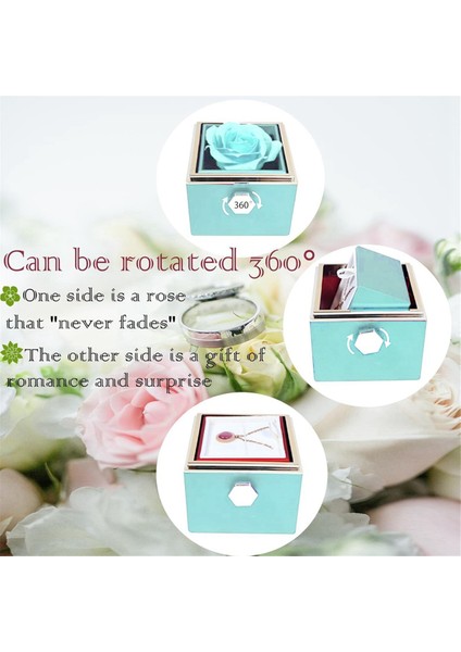 Gül Yüzük Kutusu, 360 ° Kadife Mücevher Kutusu Ebedi Gül Kutusu Sevgililer Günü Romantik Hediyeler Için Anneler Günü, Göl Mavisi (Yurt Dışından) fiyatları