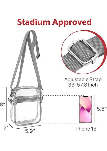 Clear Bag Stadyumu Onaylı, Açık Omuz Kayışı ile Açık Omuz Kayışı ile Açık Omuz Kayışı, Gri (Yurt Dışından) indirimleri