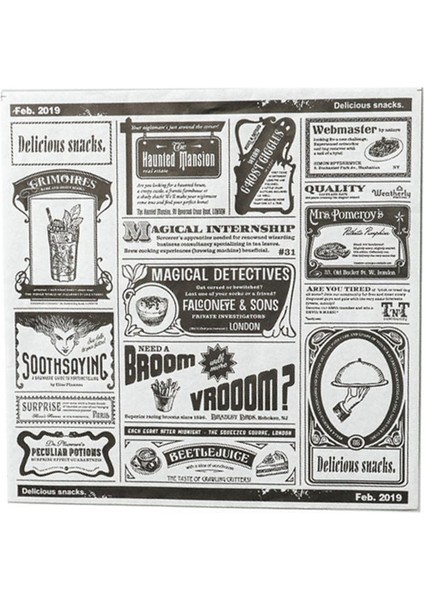 200PCS Ingilizce Gazete Yağlı Kağıt Atıştırmalık Kağıt Yağ-Absorban Kağıt Patates Kızartması Sandviç Sarma Kağıdı, Beyaz (Yurt Dışından)