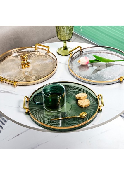 Lüks Servis Tepsisi, Kulplarla Kozmetik Parfüm Makyaj Ekranı Çok Fonksiyonlu Dekoratif Dekoratif Tepsi, Mücevher Tepsisi C (Yurt Dışından) fırsatları