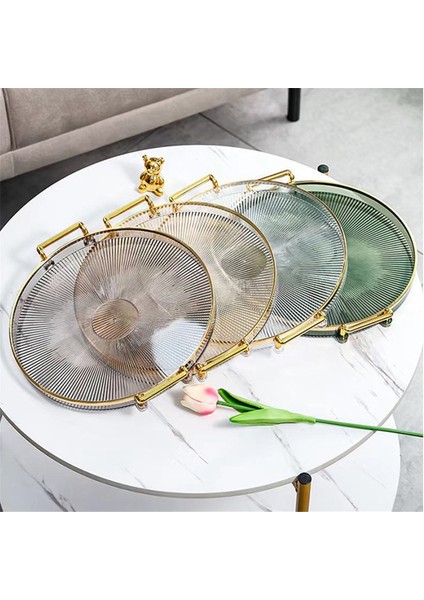 Lüks Servis Tepsisi, Kulplarla Kozmetik Parfüm Makyaj Ekranı Çok Fonksiyonlu Dekoratif Dekoratif Tepsi, Mücevher Tepsisi C (Yurt Dışından) indirimleri