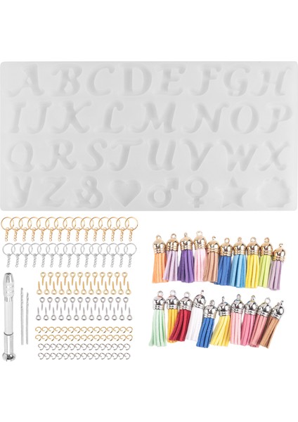 Ters Harf Reçine Kalıp Kiti, Reçine Diy Için Silikon Kalıp, Harf ve Dekoratif Epoksi Reçine Anahtarlık Yapım Seti (Yurt Dışından)