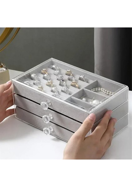 3drawer Istiflenebilir Ekran Depolama Küpeleri ile Akrilik Mücevher Organizatörü, Kadınlar Için Kolye Bilezik Kutusu Çanta, C (Yurt Dışından) fırsatları