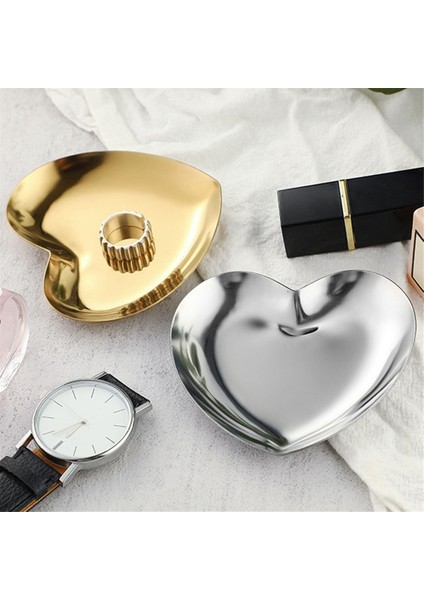 Renkli Paslanmaz Çelik Depolama Ayna Tepsisi Kalp Şekli Meyve Plaka Küçük Ürünler Takı Ekran Tepsisi Tatlı Çanak Dekor (Yurt Dışından) fiyatları