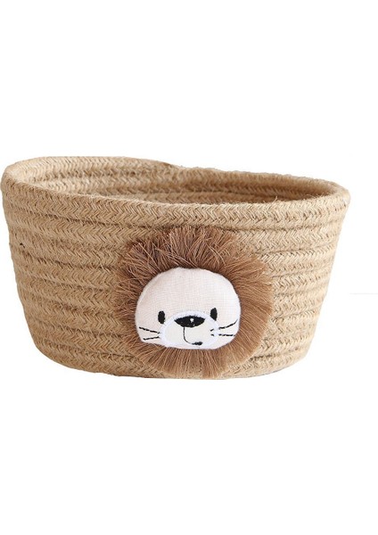 Karikatür Hayvanlar Dokuma Depolama Sepeti Çocuk Oyuncakları Masaüstü Organizatör Sunribat Depolama Kutusu Çamaşır Sepetleri - Jüt Lion (Yurt Dışından)