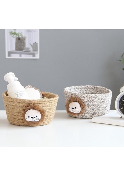 Karikatür Hayvanlar Dokuma Depolama Sepeti Çocuk Oyuncakları Masaüstü Organizatör Sunribat Depolama Kutusu Çamaşır Sepetleri - Jüt Lion (Yurt Dışından) fırsatları