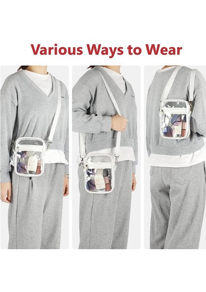 Clear Bag Stadyumu Onaylı, Spor Açık Omuz Kayışı ile Temiz Çanta, Beyaz (Yurt Dışından) indirimleri