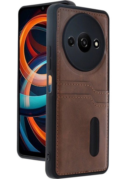 Xiaomi Redmi A3 4g Kılıf Sara Kartvizitli Deri Kılıf - Taba