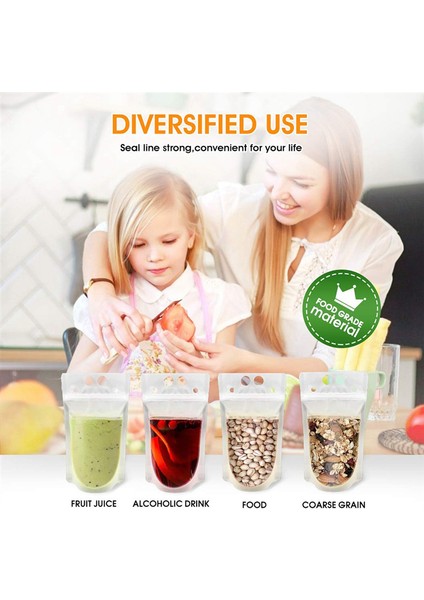 100 Pcs Yetişkinler Için Ayrı Ayrı Sarılmış 100 Pipet ile Yeniden Kullanılabilir Içecek Torbaları Tek Kullanımlık Olan Açık Içecek Çantaları (Yurt Dışından) fırsatları