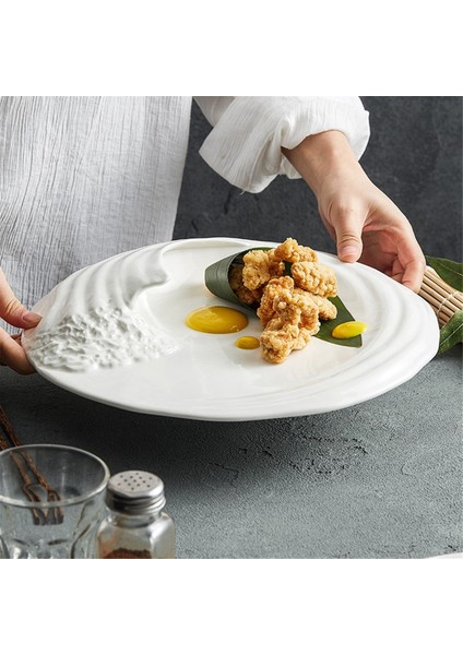 Hailang Stereoskopik Seramik Sofra Tahminleri Özel Şekilli Batı Gıda Düz Plaka Yüksek Dereceli Soğuk Yemekler Otelde Set 10INCH (Yurt Dışından) fiyatları