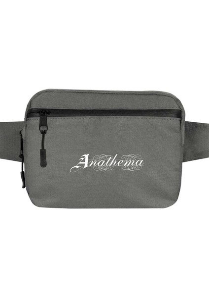 Anathema Logo Bel Çantası Fermuarlı Gri Renk