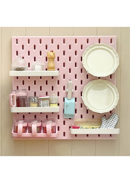 Minyatür Mobilya Dekorasyon Ürünleri Delikli Tahta Duvar Rafı Diy Depolama Ekran Mobilya Aksesuarları Pembe (Yurt Dışından) fiyatları