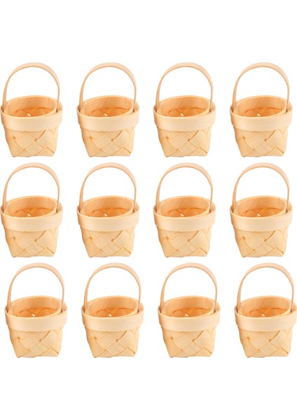 12PCS Ahşap Çip Mini Sepetler Manuel Dokuma Sepet Süslemeleri Şeker Saklama Kutusu (Yurt Dışından) fiyatları