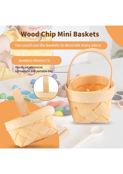 12PCS Ahşap Çip Mini Sepetler Manuel Dokuma Sepet Süslemeleri Şeker Saklama Kutusu (Yurt Dışından) indirimleri