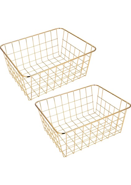 Tel Sepetler, Altın 2 Paket Tel Sepet, Organizasyon Depolama El Sanatları Dekor Mutfağı (Altın) (Yurt Dışından)