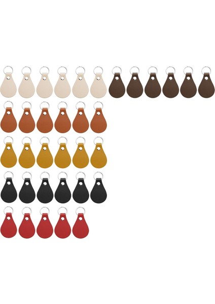 36PCS Pu Deri Deri Ana Zincir Kiti, Deri Anahtar Kiti Deri Anahtarlık Dıy Craft Için Anahtar Yüzük ve Perçinli (6 Renk) (Yurt Dışından)