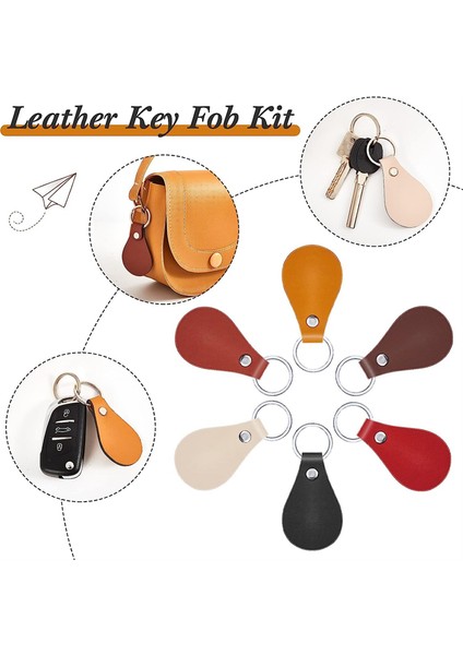 36PCS Pu Deri Deri Ana Zincir Kiti, Deri Anahtar Kiti Deri Anahtarlık Dıy Craft Için Anahtar Yüzük ve Perçinli (6 Renk) (Yurt Dışından) modelleri