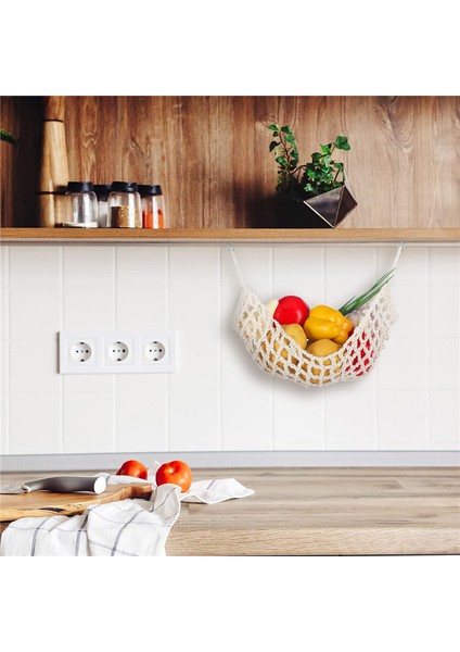 2 Adet Makrame Meyve Hamak, Mutfak Için Dolap Altında Asılı Meyve Sepetleri El Dokuması Dekoratif Meyve Net Çantası (Yurt Dışından) indirimleri