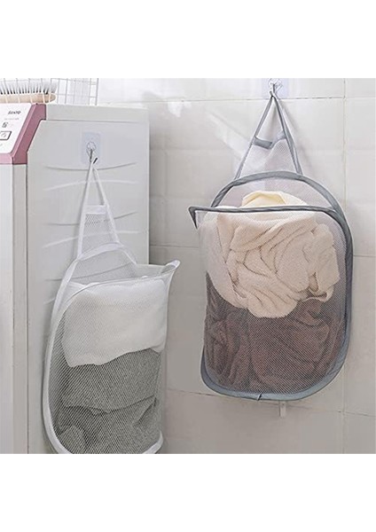 Örgü Katlanabilir Küçük Duvar Çamaşır Sepetleri, Asılı Çamaşırhane, Otel, Üniversite Yurt Kullanımı Beyaz (Yurt Dışından) fırsatları