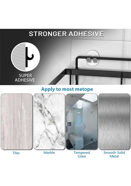 Duş Caddy Raf Organizatör Rafı (2 Pack), Banyo Aksesuarları Kancalı Sepet Rafları, Duvar Montajı Duş Depolama (Yurt Dışından) indirimleri