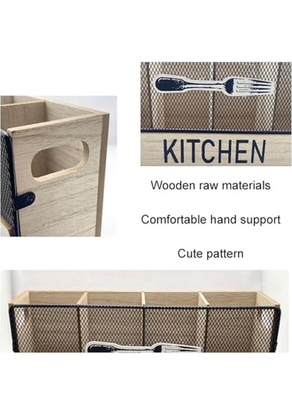 Mutfak Sayaç Tutucu Tutucu Metal Ahşap Steware Organizer ile Eşleştirilmiş Spatula Güvercin Çatal Teşheri, Siyah Bölümler (Yurt Dışından) modelleri