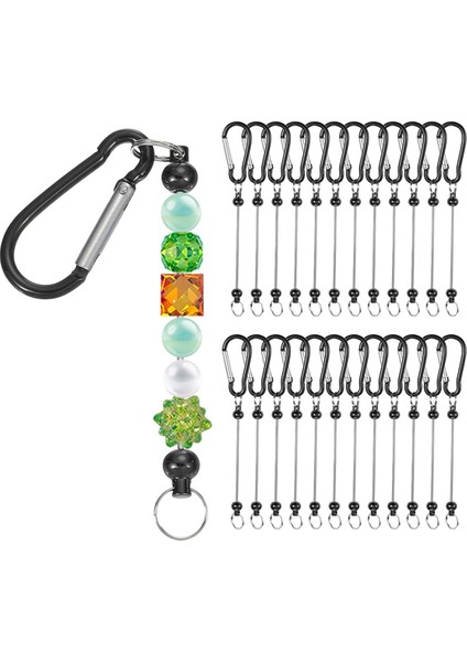 Boncuklu Anahtarlık Çubukları, 24 Pcs Metal Boncuklu Anahtar Kezleri Boşluklar Toplu Yapım Malzemeleri Snap Hook Black ile (Yurt Dışından) fiyatları